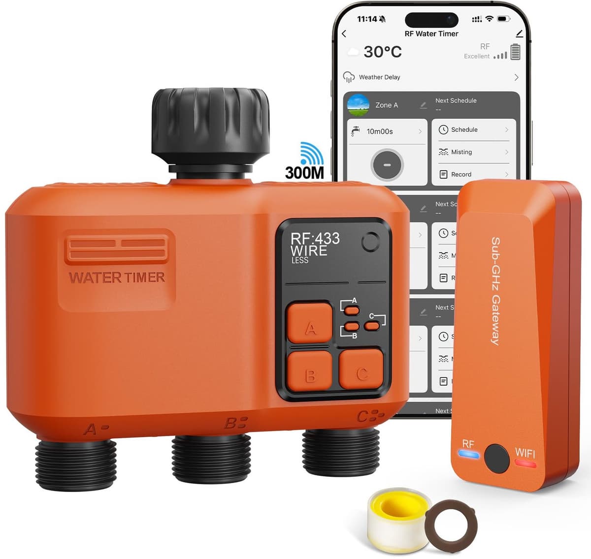 Intelligente irrigatiecomputer, wifi, 3 uitgangen met 300 meter RF super wifi-afdekking, tuinirrigatiesysteem met regenkrant, app en spraakbesturing, automatische timer — afbeelding 1
