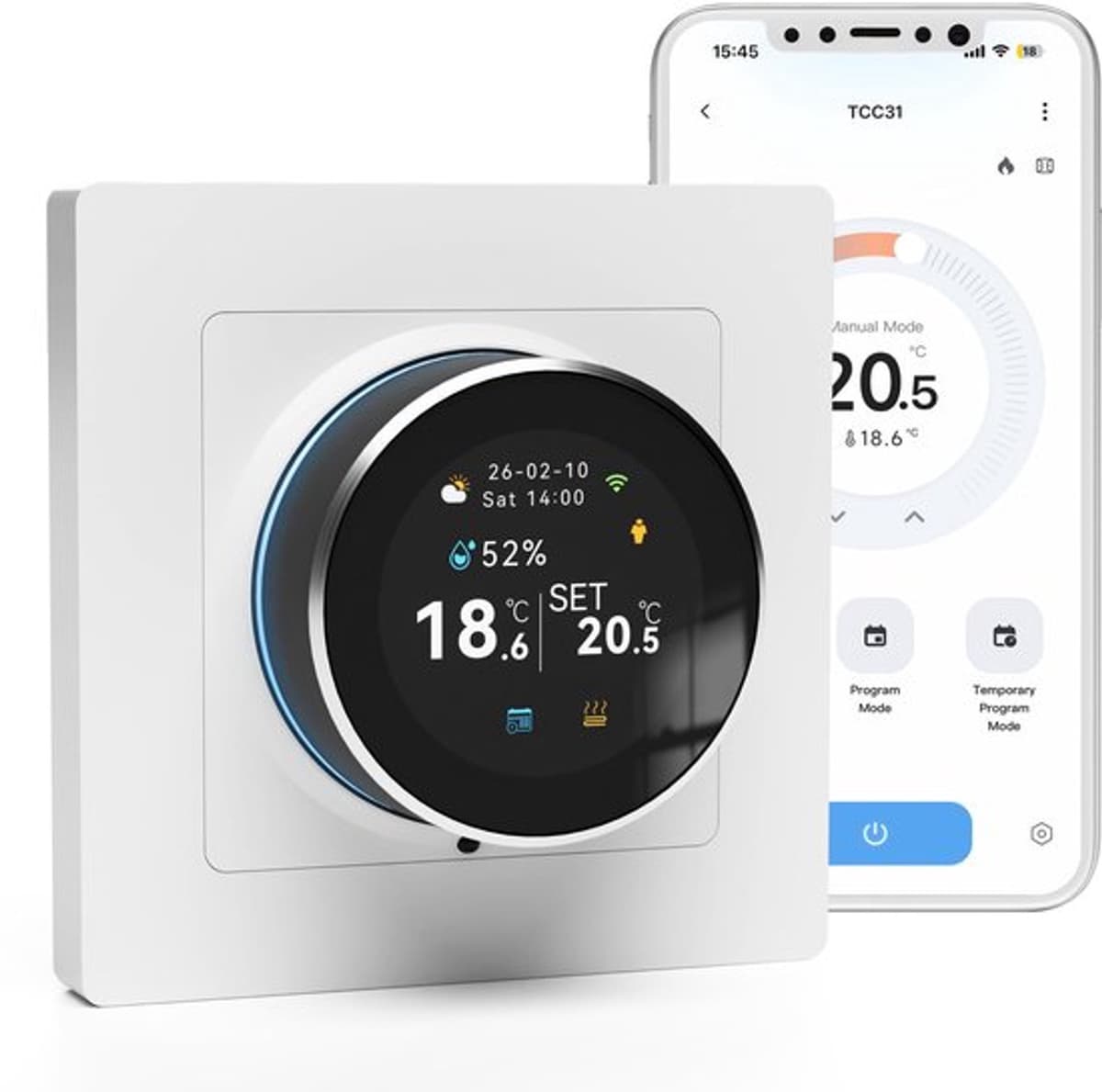 Digitale Slimme Thermostaat - 3A CV Ketel Wifi - Kleurenscherm - Kunststof - Voor Verwarming En Boiler — afbeelding 1