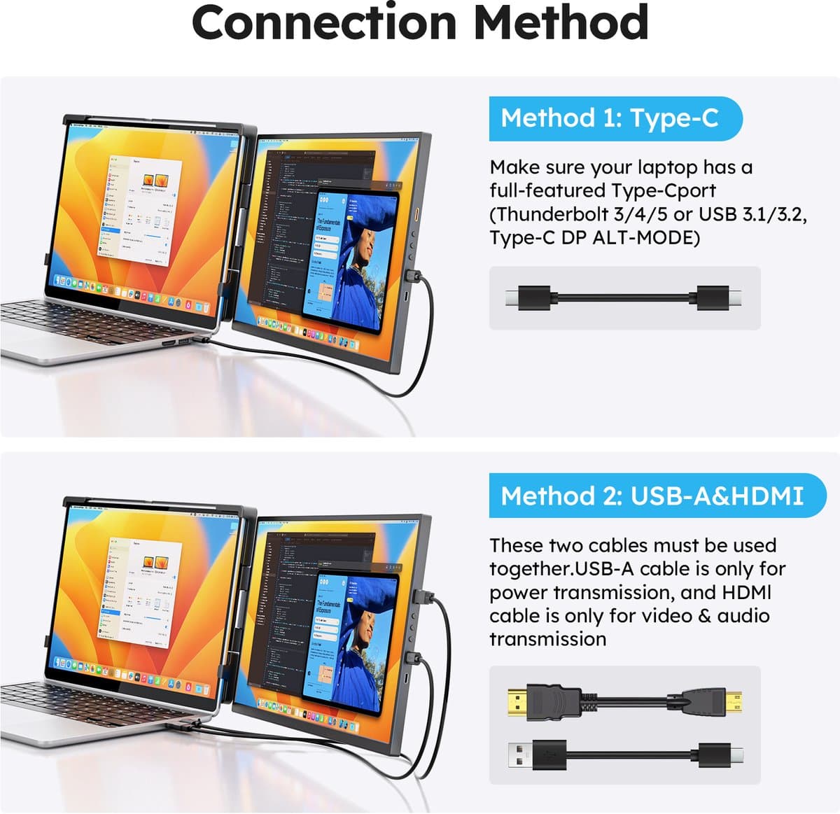 Draagbare Monitor 15,6 Inch FHD IPS - 1920 x 1080 Resolutie - 16:9 Beeldverhouding - USB-C Aansluiting - Tweede Scherm Voor Laptop — afbeelding 1