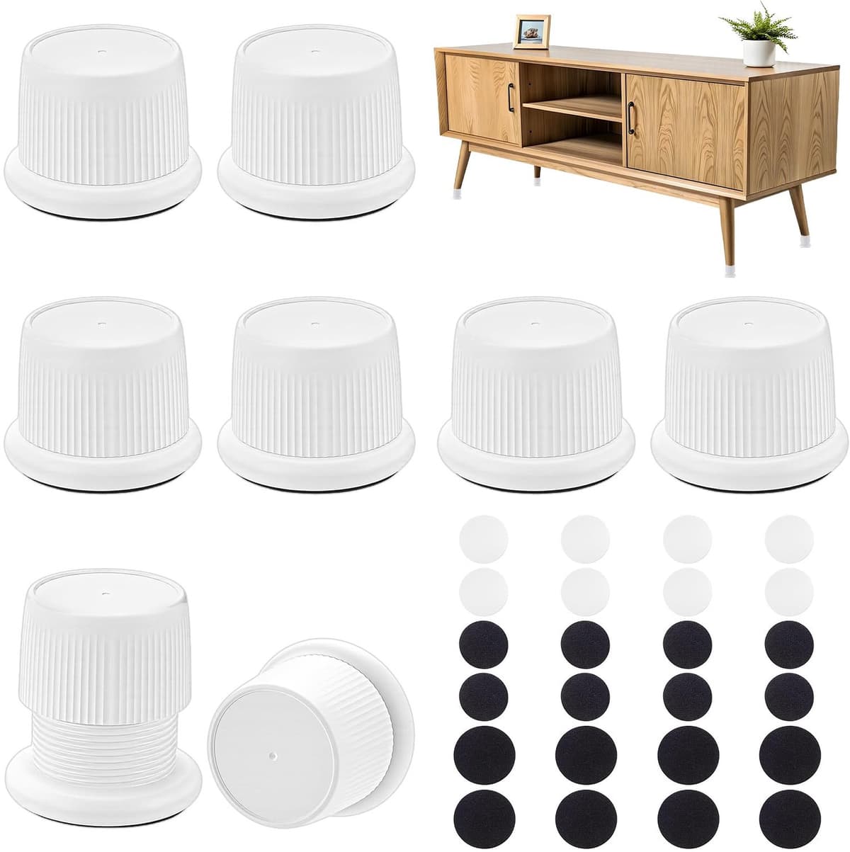 8Pcs Witte Verstelbare Magnetron Meubels Risers, 4~6.3cm — afbeelding 1