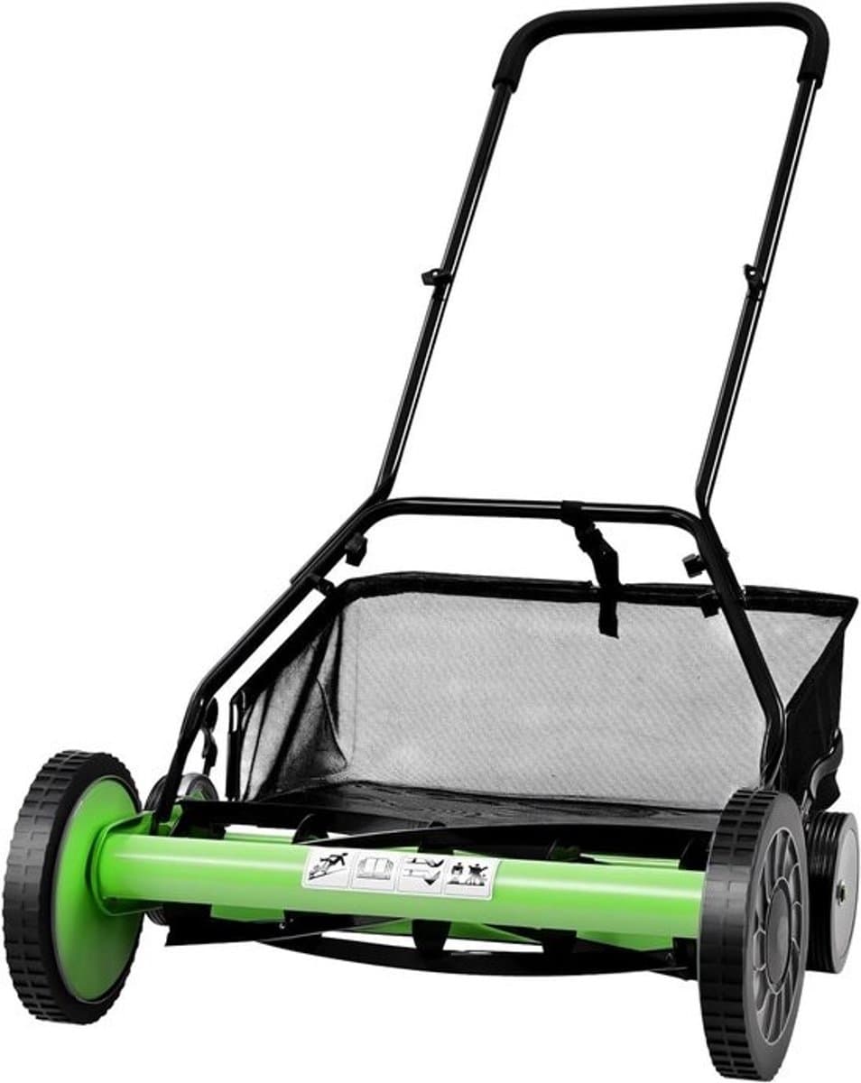 Handmatige grasmaaier - Duwmaaier - spoelmaaier - Gazononderhoud - Stille werking - zonder benzine - 508 cm snijbreedte - Groen - zwart — afbeelding 1