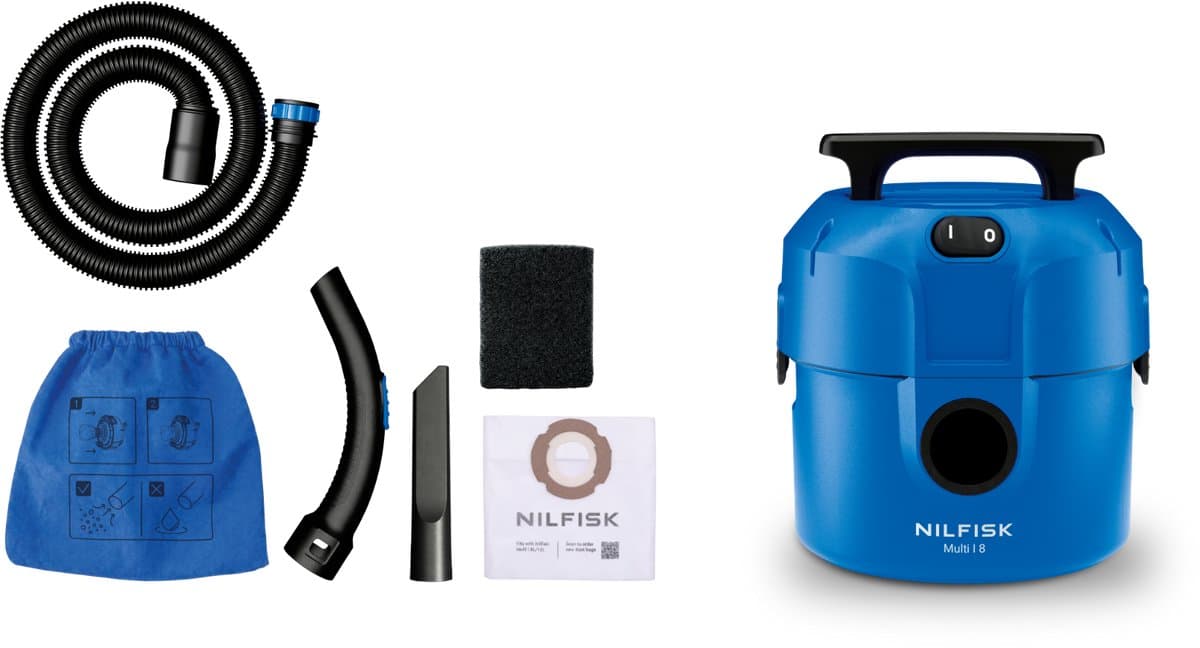 Nilfisk Multi I 8 Nat- & Droogzuiger 1100W 8L met Blaasfunctie en Accessoires — afbeelding 1