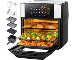 DayeLabel Airfryer - Oven 15L – Hetelucht Oven – Heteluchtfriteuse met Rotisserie – LED Touchscreen – 10 Programma's - Zwart