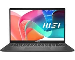 MSI Modern 14 F1MG-867NL Intel Core 7 150U Laptop 35,6 cm (14) Full HD 16 GB DDR4-SDRAM 512 GB SSD Wi-Fi 6E (802.11ax) Windows 11 Home Grijs