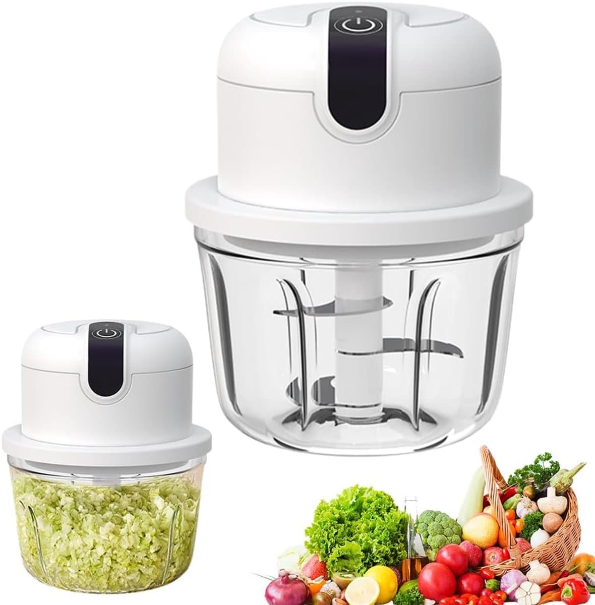 Elektrische mini-uienhakmolen - Elektrische keukenhakmolen 350 ml, USB-oplaadbaar, draadloos, kleine uienhakmolen, geschikt voor uien, fruit, noten, vlees, knoflook — afbeelding 1
