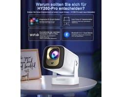 Beamer Draagbare 1080p Full HD Wifi 6 Bluetooth 5.4 - Mini Projector LED - Voor Thuisbioscoop En Buiten - Android 14.0 Smart