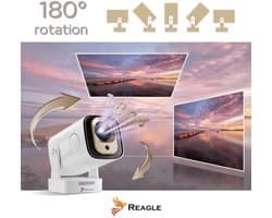 Mini Beamer Draagbaar - 330 ANSI Lumen Android 14 - 1920 x 1080 Full HD Resolutie - LED - Voor Thuisbioscoop