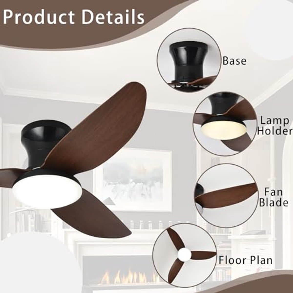 Dimbare Plafondlamp met Ventilator - Modern en Stil met Afstandsbediening — afbeelding 1