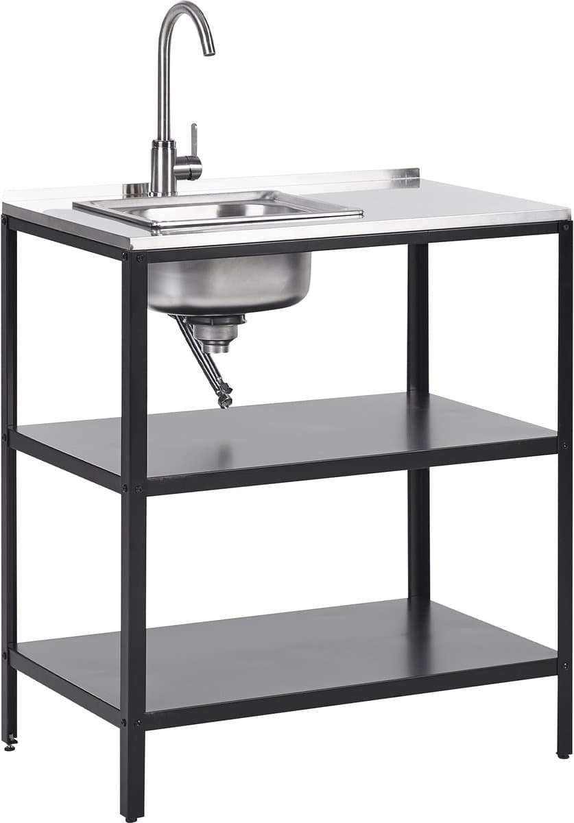BELIANI VILAMA - Buitenkeuken met spoelbak - Zwart - 80x50x92 cm - Staal — afbeelding 1