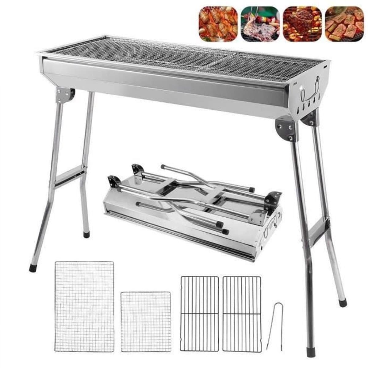 PIPIPOXER-Opvouwbare Houtskool BBQ Grill voor Buiten -voor op de camping, staande grill — afbeelding 1