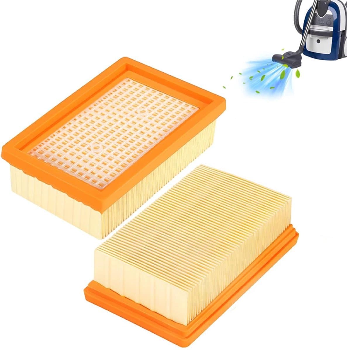 2x Vlakfilter Geschikt voor Kärcher WD4, WD5, WD6, MV4, MV5 en MV6 - Platte Vouwfilters - Stofzuigerfilter - Kärcher 2.863-005.0 - Patroonfilter - Cartridgefilter — afbeelding 1