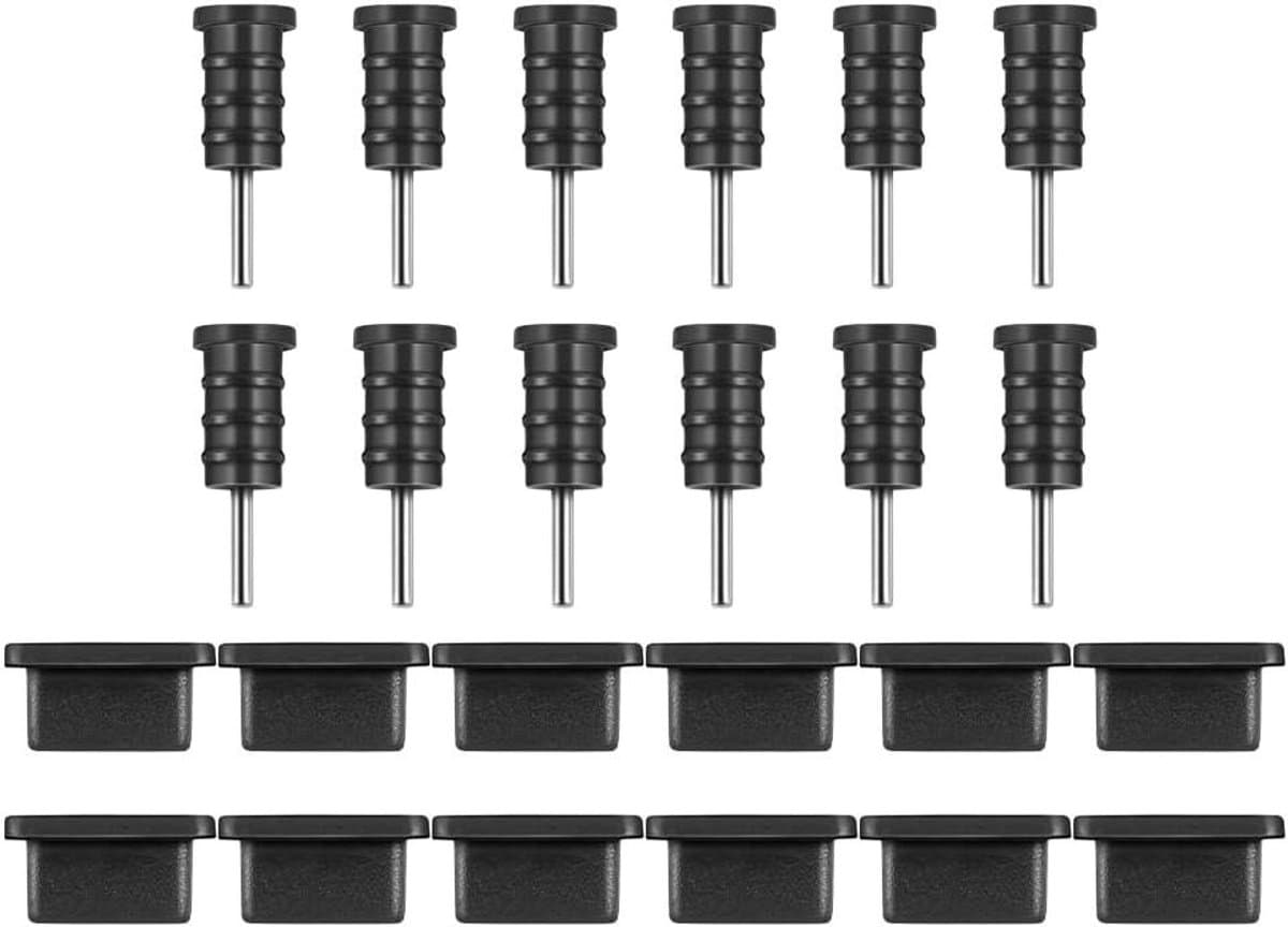 Brenzoos - Stofstoppers voor elektrische telefoonaansluiting - Charmjack voor hoofdtelefoon - 12 paar - Anti-verstopping - Oorkoptelefoon - Zwart — afbeelding 1