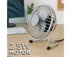 Draagbare USB Bureauventilator - 4 Inch Mini Ventilator met Kantelbare Hoek