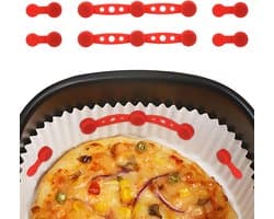 2 Sets Airfryer Silicone Magnetic Buckles, Red Magnets to Hold Paper Trays in Place Airfryer Accessories for Heat Resistance and Preventing Paper Burning