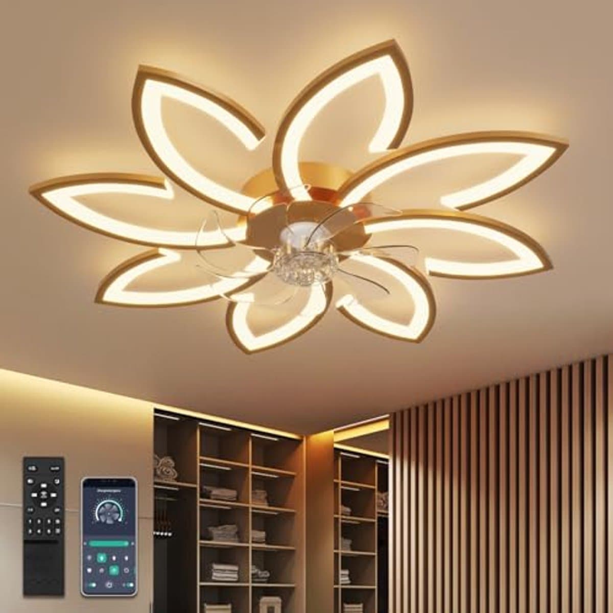 Dimbare Plafondventilator 90 cm met Licht - Zeer Stille en Moderne DC Motor voor Slaapkamer en Keuken — afbeelding 1
