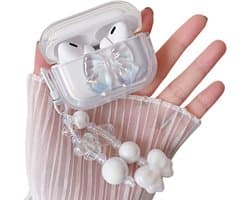 Transparante Beschermhoes met Strik en Hartjesketting voor AirPods Pro 2 - Schokbestendig TPU Hoesje