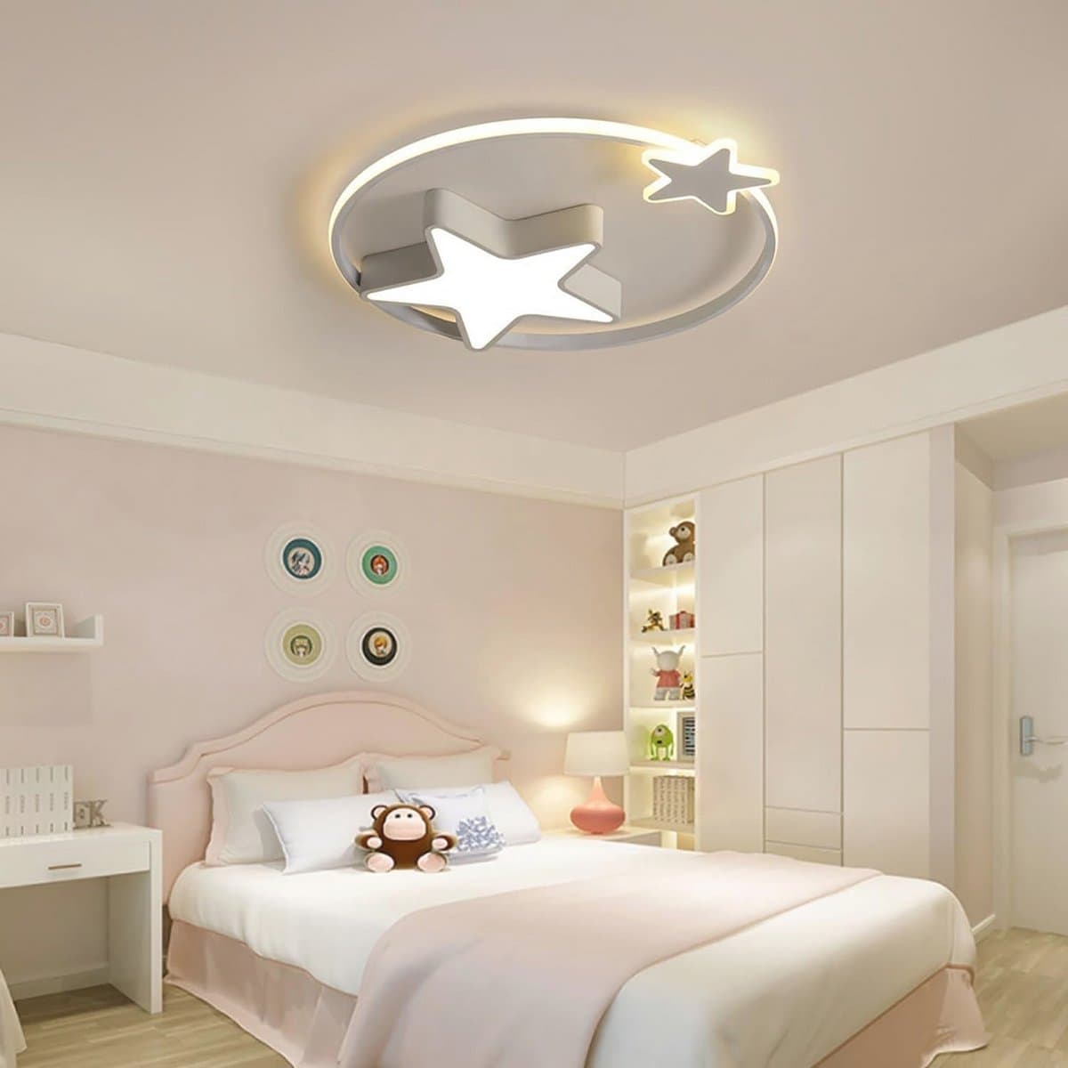Dimbare Led-plafondlamp voor Kinderkamer met Afstandsbediening en Sterren Motief - 40 cm — afbeelding 1