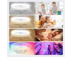 Plafondventilator met Verlichting en Afstandsbediening - 49 cm, RGB, Timer, 6 Snelheden, Traploos Dimmen