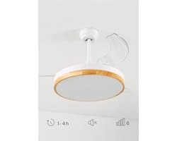 Plafondventilator met Licht en Afstandsbediening, Houtkleurige Design, 108 cm, Stille 40 W Motor, Intrekbare Bladen, 6 Snelheden, Timer en Wifi