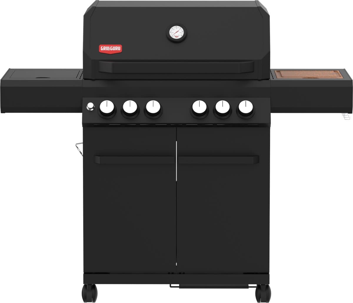 Grill Guru Burner 4 - Gasbarbecue - 3x hoofdbrander - 1x infrarood - 1x zijbrander - 1x achterbrander - Zwart — afbeelding 1