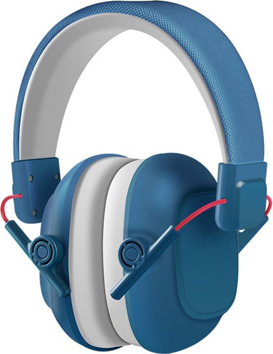Kinderhoofdtelefoon met ruisonderdrukking, verstelbare hoofdband en oorschelpen, in het blauw. — afbeelding 1