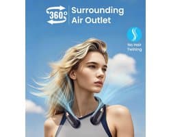 RFWR® Oplaadbare Nekventilator met 360° Luchtstroom en 3 Snelheden - Perfect voor Kantoor, Reizen en Sport