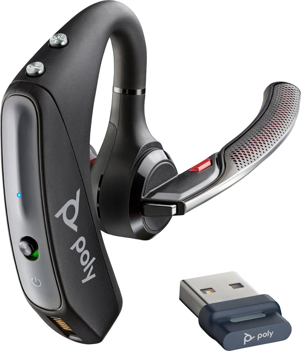 HP Poly Voyager 5200 – In Ear headset – Bluetooth – Mono – Zwart – Volumeregeling, Microfoon uitschakelbaar (mute), Bestand tegen — afbeelding 1