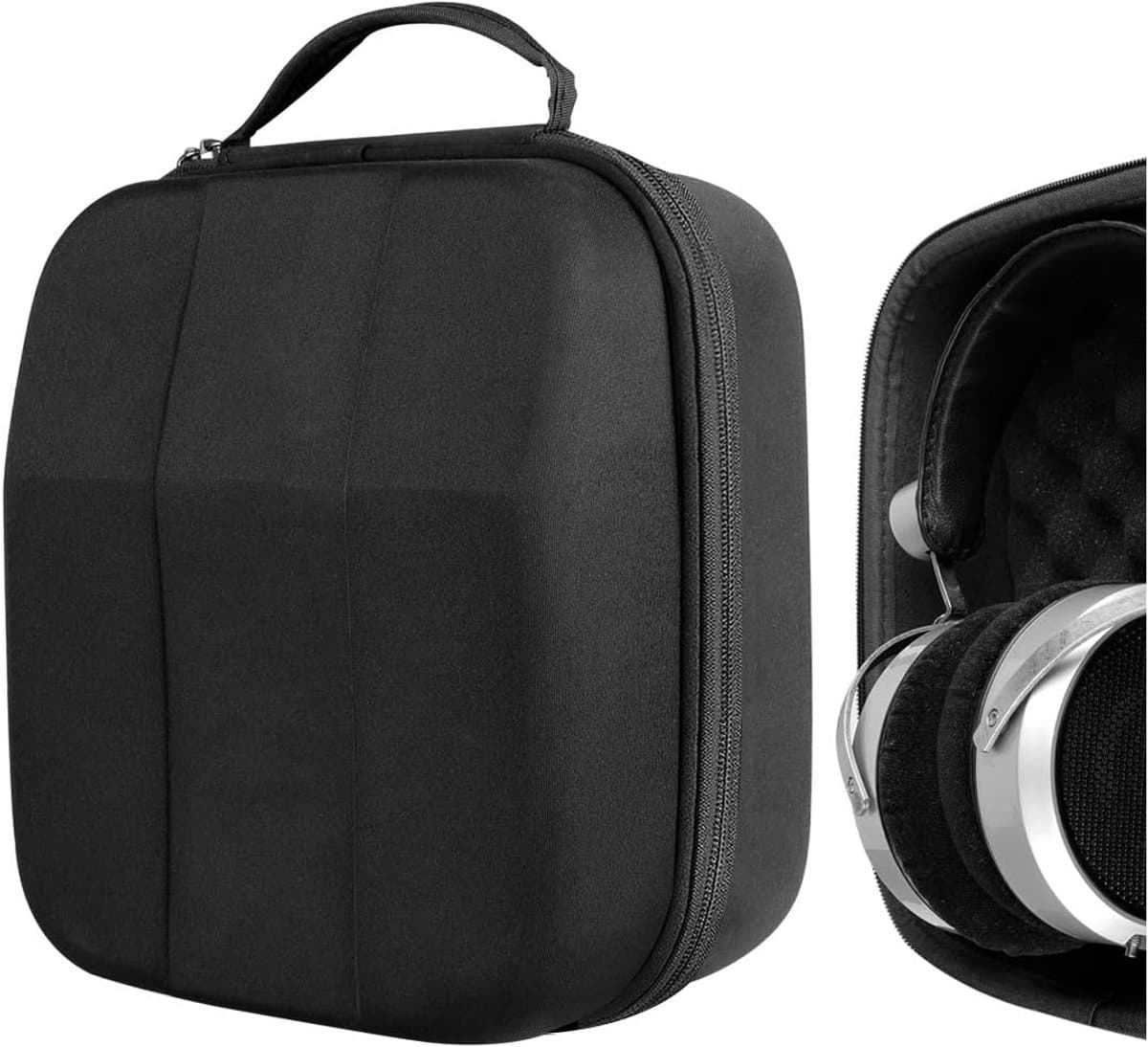 Hoofdtelefoon Hoes - Draagbare Opbergtas - Veilige Reisopslag - Extra Harde Schaal - 24 x 21.5 x 14 cm - Zwart — afbeelding 1