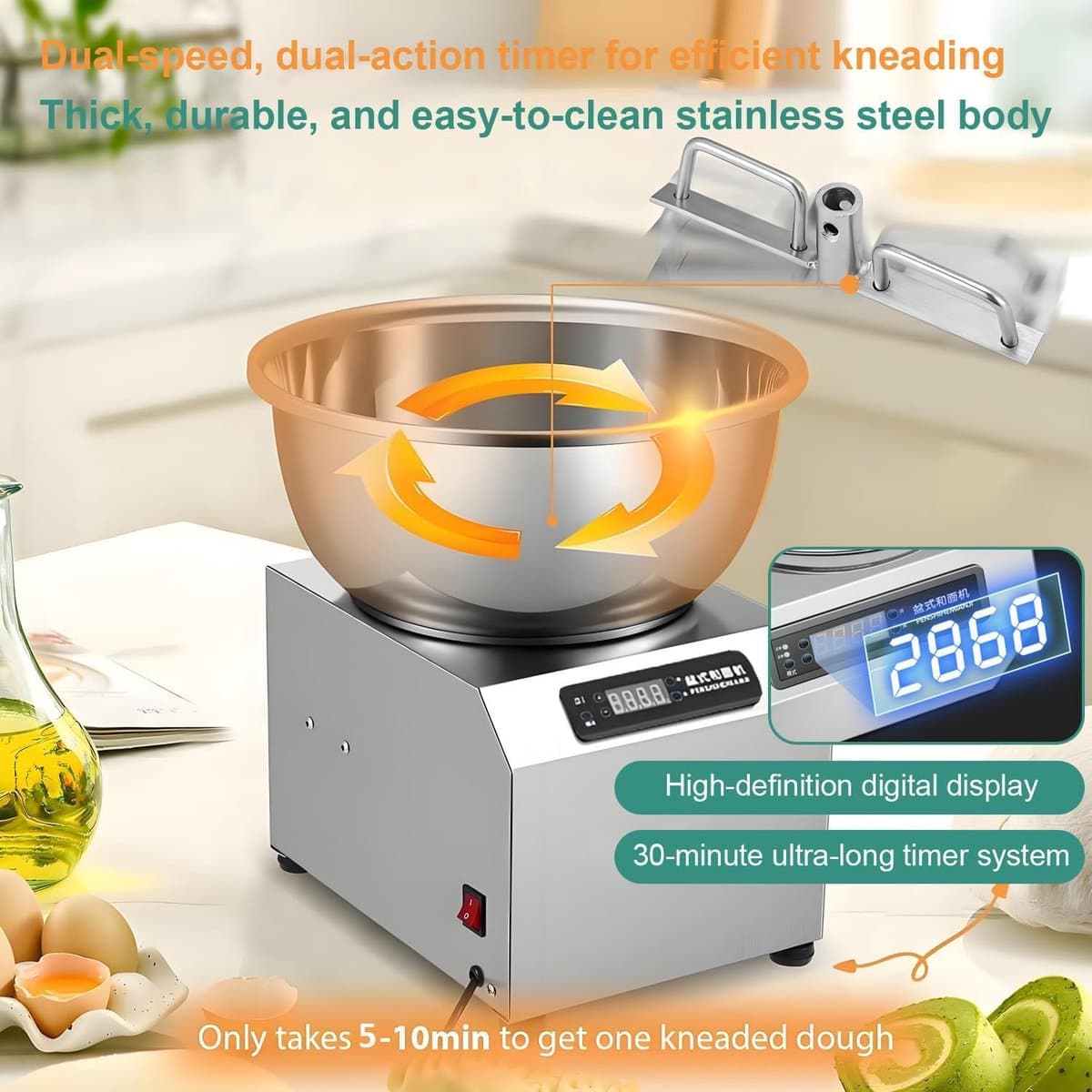 Deegmixer - Kneedmachine - Brood Bakken - Dubbele Rotatie - 5kg Capaciteit — afbeelding 1
