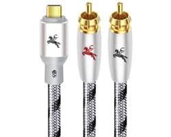 USB C naar 2 RCA Kabel met DAC Chip voor Audioversterkers en Speakers
