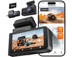 Solidchoice - Dual Dashcam met 2.5K en 1080P, Met GPS en WiFi