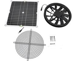 Zonnepaneel Afzuigventilator - Zonneventilator Kit - Temperatuur Reguleren - Waterdichte Motor - 10 Inch - Zwart