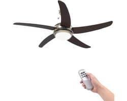 Plafondventilator met Lamp - Ventilator met Licht - Kamertemperatuur Regelen - Ingebouwde Verlichting - 128 cm - Bruin