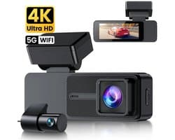 GKU D700 4K Dashcam Dual: Voor- en Achtercamera met Touchscreen, GPS & 64GB SD