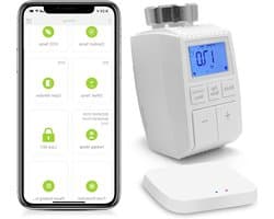Slimme Thermostaat - Verwarming Regelaar - Energie Besparen - App en Stem Bediening - 5.5 x 5.4 x 9.8 cm
