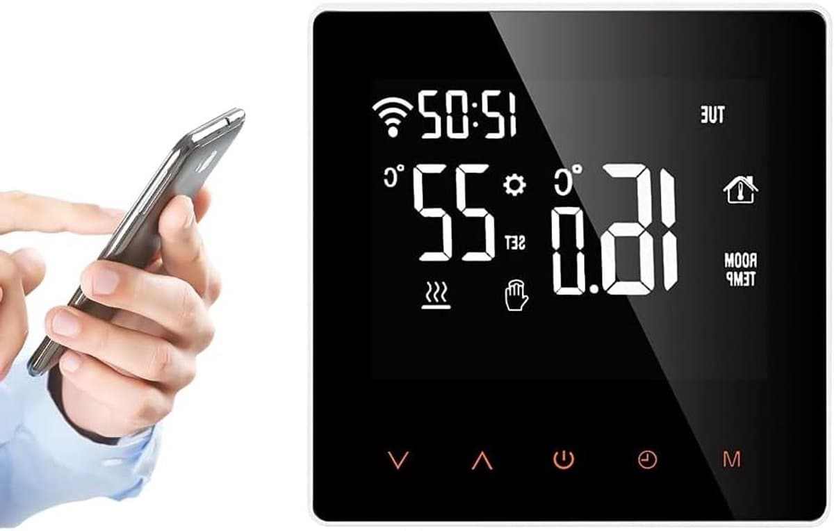 Slimme thermostaat - Temperatuurregelaar - Thuiscomfort regelen - App bediening - 86x86 mm - Wit — afbeelding 1