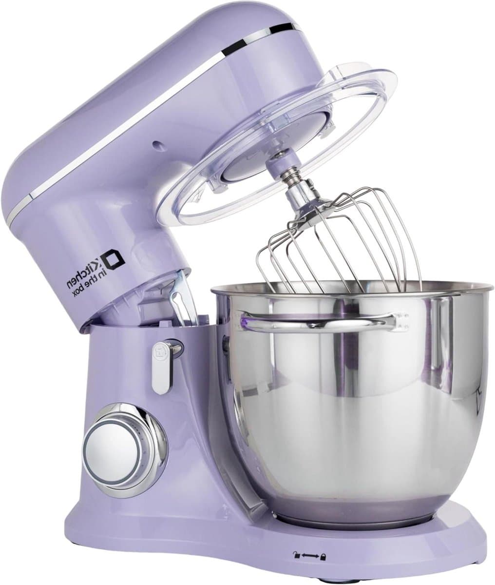 Keukenmachine - Deegmachine Roermachine - Thuisbakken - Grote Roestvrijstalen Kom - 6 Liter - Paars — afbeelding 1