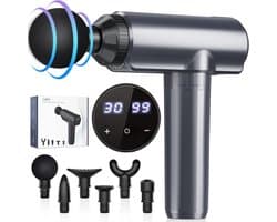 SnelShoppen - Massagepistool voor Spieren met 30 Instelbare Niveaus, 6 Massagekoppen, LCD-Display en Spiermassageapparaat voor Thuisgebruik, Sport en