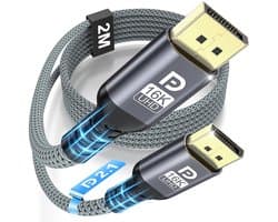 Thijox - DisplayPort Kabel 2.1 16K, DP Kabel 2M voor Gaming, 16K@60Hz, 8K@120Hz, 4K@240Hz, 80Gbps, HDR, FreeSync, G-Sync, DSC 1.2a, HDCP 2.2 voor PC,
