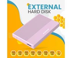 SUHSAI 1TB externe harde schijf HDD USB 3.0 voor pc - Roze - ShopVlot