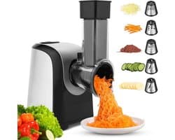 Elektrische groentesnijder - Keuken rasp - Snel groenten snijden - 5-in-1 multifunctioneel - 150 Watt motor - Zwart