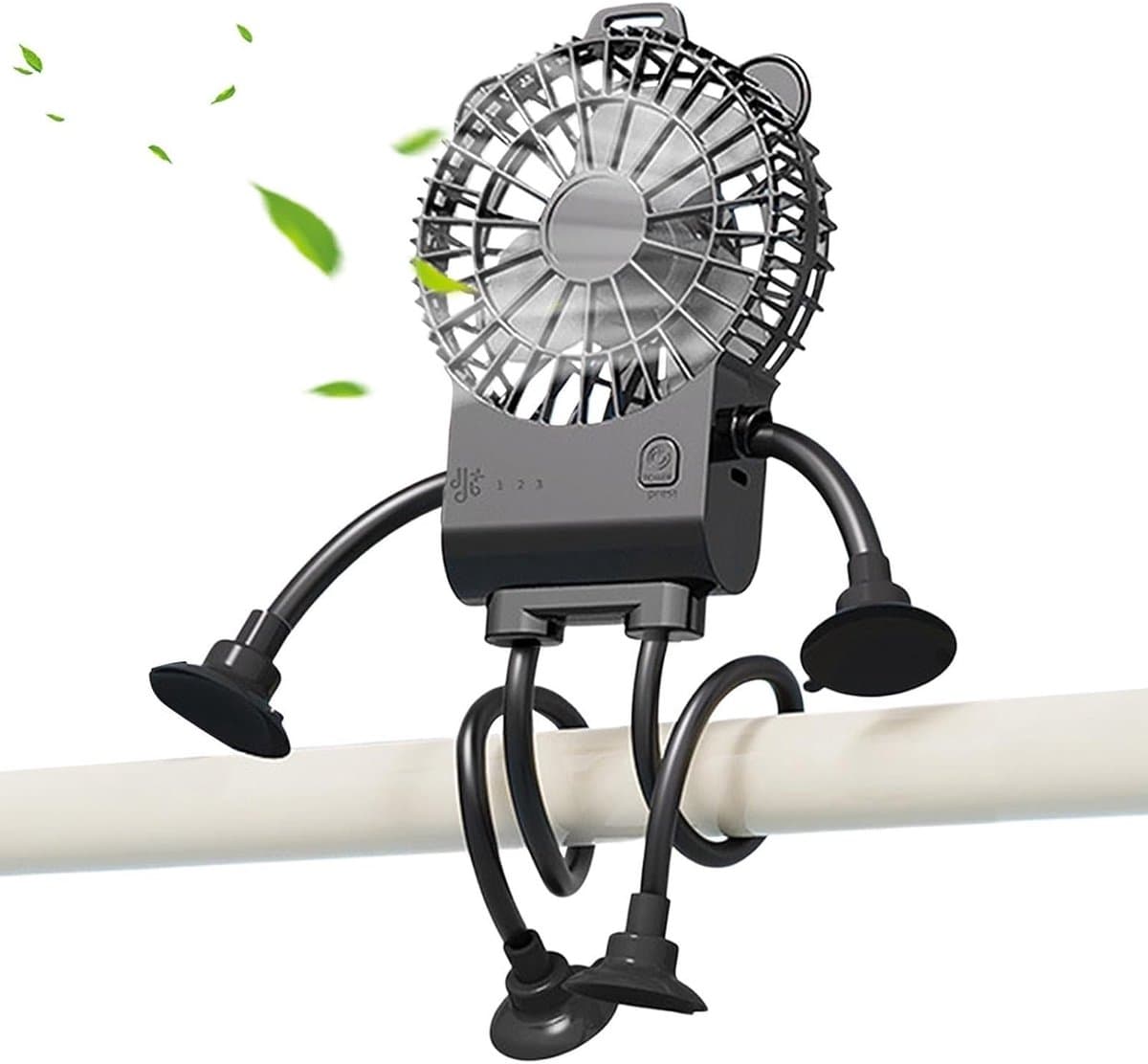 Tafelfan Robotvorm - Mini Ventilator - Persoonlijke Koeling - Stabiele Zuignap - 16.7 cm Breed - Zwart — afbeelding 1