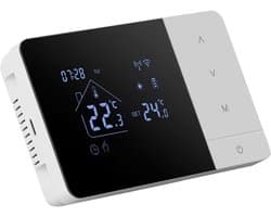 Slimme Thermostaat - App Gestuurde Verwarming - Klimaatbeheer Thuis - Wifi en Spraakbediening - 5-60°C Bereik - Zwart Wit