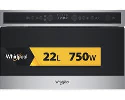 Whirlpool WMN4I4BX Zwart, Roestvrijstaal Grill-magnetron Ingebouwd 22 l 750 W