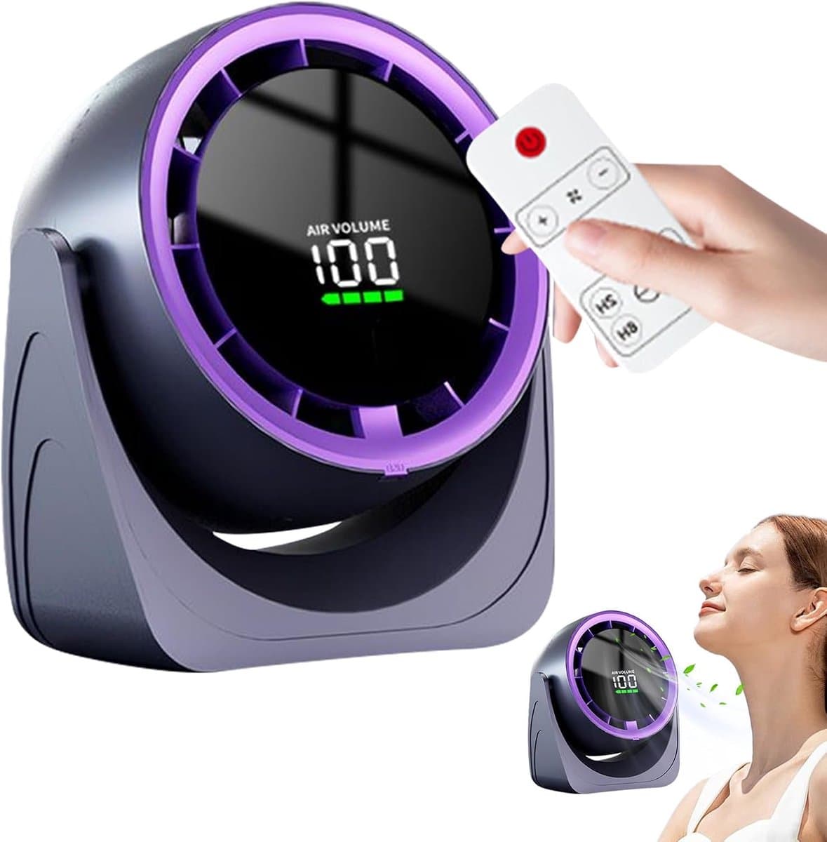 Tafelventilator Draadloos - Stil Koelsysteem - Persoonlijke Verkoeling - Digitaal Display - 223 cm Hoog - Violet — afbeelding 1