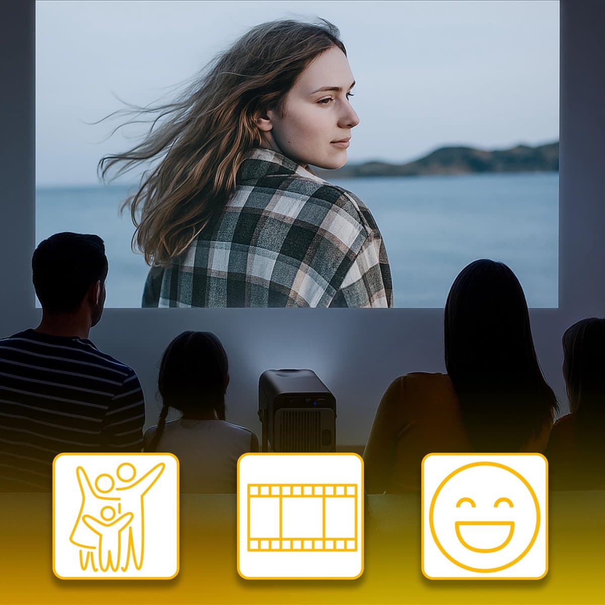 SnelShoppen - Retoo Smart Mini Beamer 4K Full HD 1280x720 – WiFi6 Bluetooth 5.4 Projector met Autofocus, Trapeziumcorrectie, Android 13.0, 300 ANSI, 1 — afbeelding 1