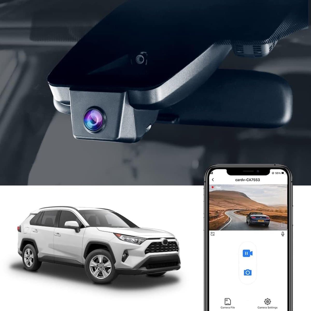 SnelShoppen - Dash Cam voor Toyota RAV4 2019-2021 - 4K WiFi Video, Nachtopname, Loopopname, G-Sensor, 64GB Geheugenkaart — afbeelding 1