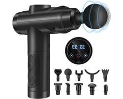 Massagepistool - Spier Stimulator - Spierherstel Bevorderen - 30 Snelheden LCD Scherm - 16mm Amplitude - Zwart