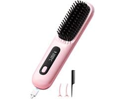 Brush Pro, Draadloze stijltangen Heteluchtborstel Negatieve Ionen Hot Comb Stijltang 20s Snelle Verwarming Keramisch & Anti-Brandwonden Ontwerp voor Alle Haartypes USB Oplaadbaar