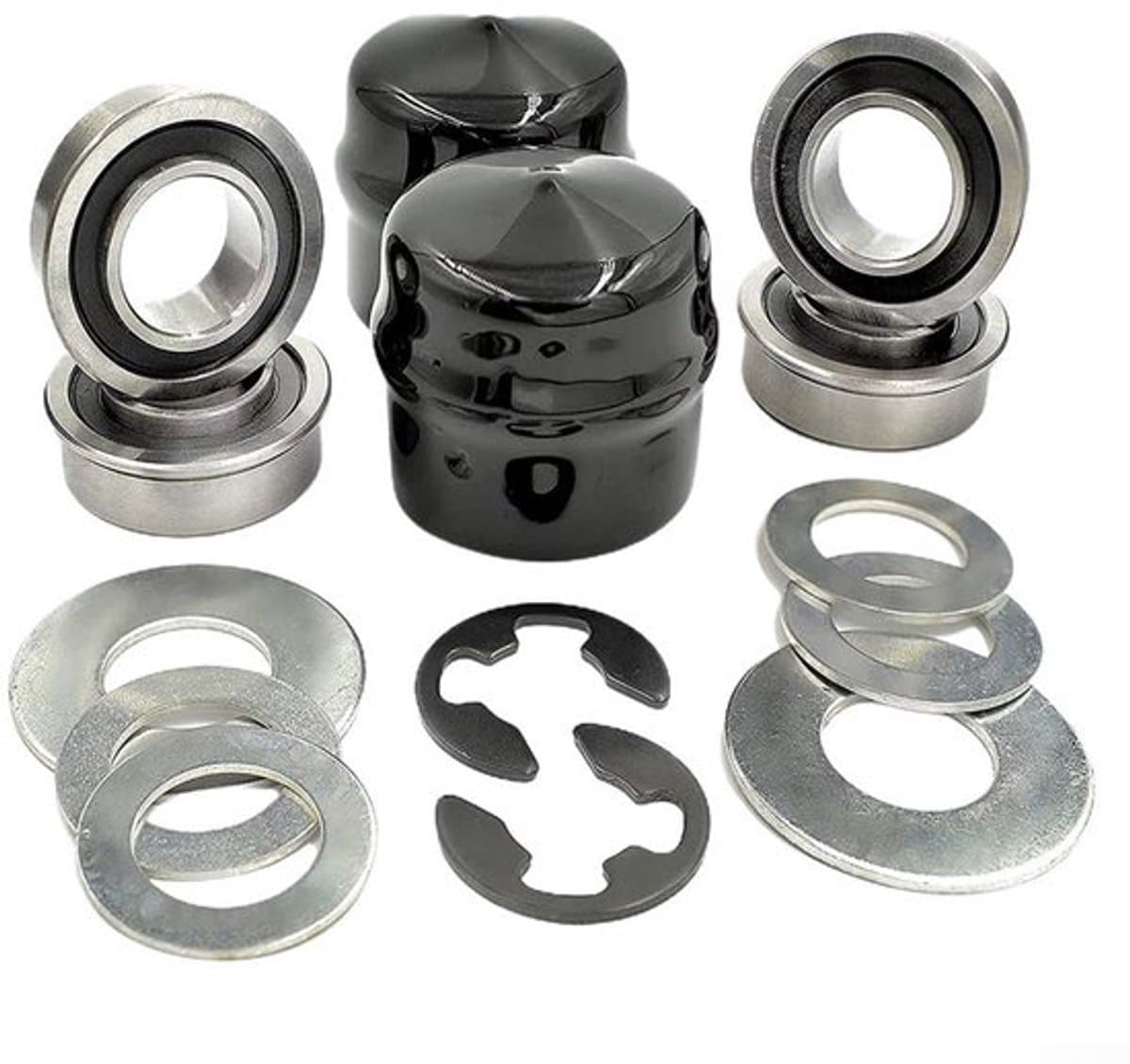 Voorwielring - Dragende Omzettingsuitrusting - Conversiekit - Compatibel met Craftsman/Poulan/Husqvarna/Jonsered - Metaal/Rubber - Inhoud: 1 set - Wielbus — afbeelding 1
